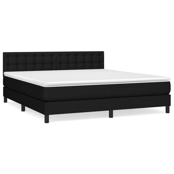 vidaXL Cama box spring con colch&oacute;n tela negro 160x200 cm