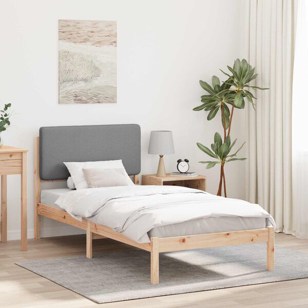 vidaXL Estructura de Cama con Cabecera Tapizada Gris Claro 75 x 190 cm