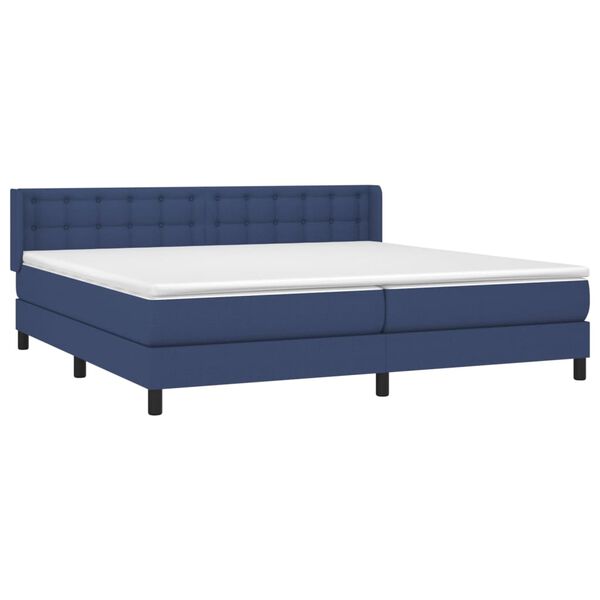 vidaXL Cama box spring con colch&oacute;n tela azul 200x200 cm