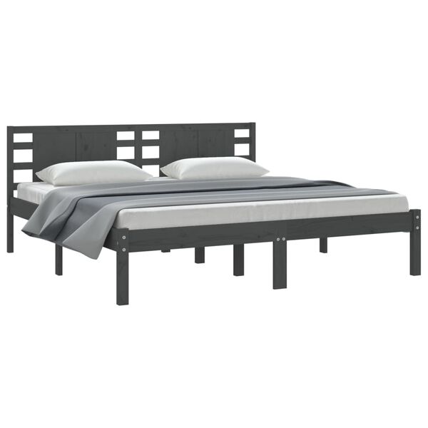 vidaXL Estructura de cama de madera maciza de pino gris 200x200 cm