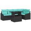 vidaXL Conjunto de sof&aacute; de jard&iacute;n 6 pcs Negro y azul rat&aacute;n sint&eacute;tico