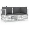 vidaXL Juego de muebles de jard&iacute;n 2 piezas con cojines acero blanco