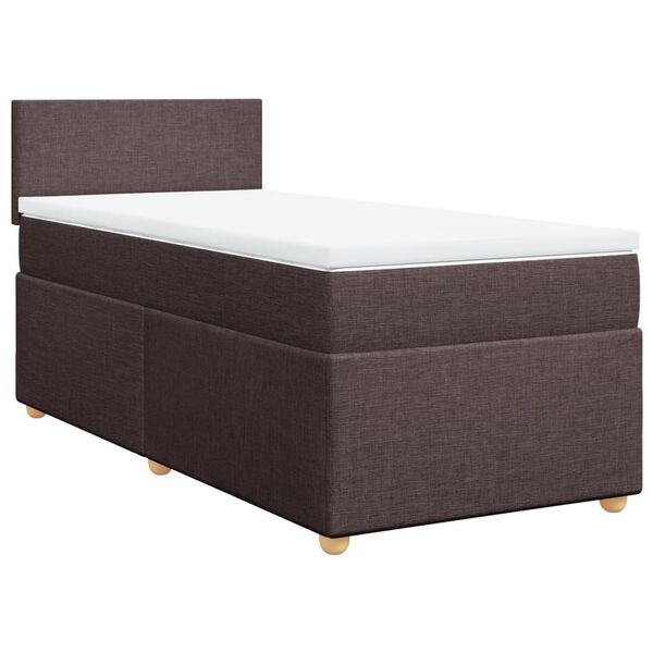 vidaXL Cama box spring con colch&oacute;n tela marr&oacute;n oscuro 80x200 cm
