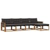 vidaXL Conjunto de sof&aacute;s de exterior con coj&iacute;n 5 pcs Natural y negro