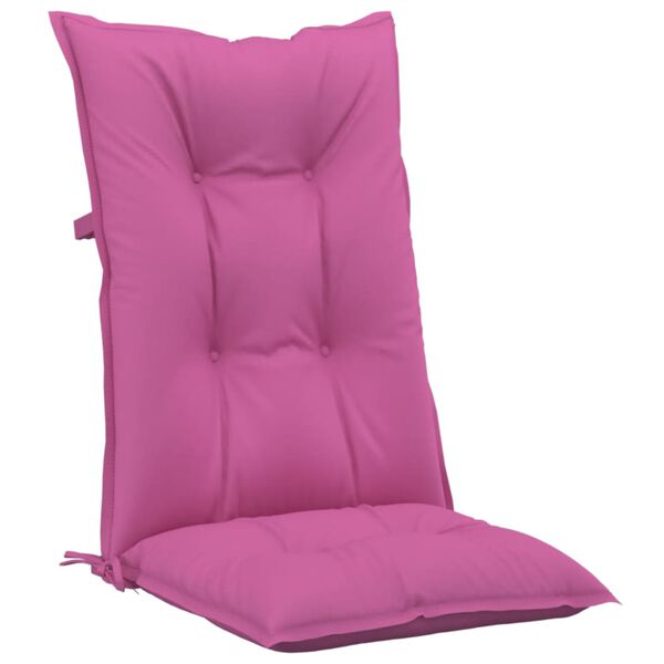 vidaXL Coj&iacute;n silla de jard&iacute;n respaldo alto 2 uds tela rosa 120x50x7 cm