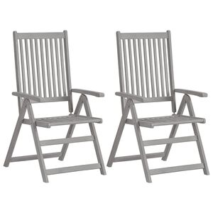vidaXL Sillas reclinables plegables 2 uds madera maciza de acacia gris