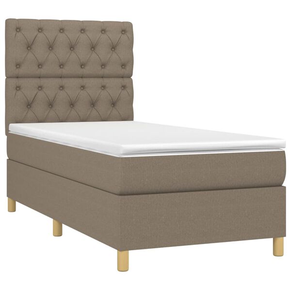 vidaXL Cama box spring colch&oacute;n y luces LED gris taupe 80x200 cm