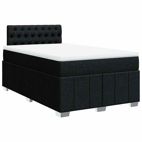 vidaXL Cama box spring con colch&oacute;n tela negro 120x200 cm