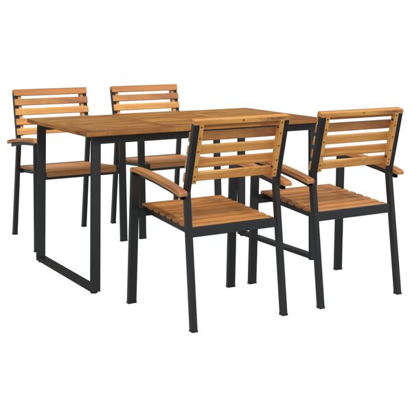 vidaXL Juego de comedor de jard&iacute;n 5 pzas madera maciza acacia y metal
