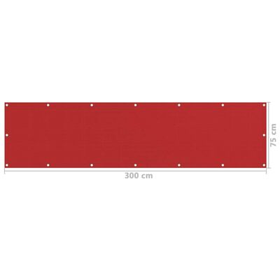 vidaXL Toldo para balcón HDPE rojo 75x300 cm