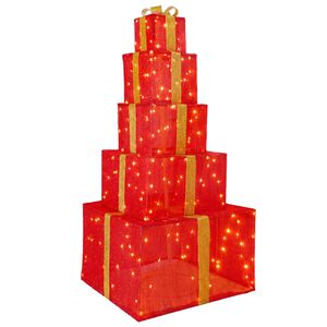 vidaXL Cajas de regalo de Navidad apilables con LED 250 LED