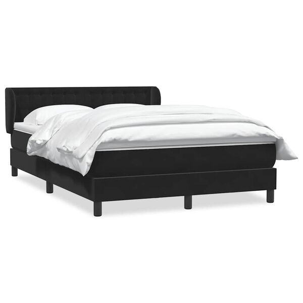 vidaXL Cama box spring con colch&oacute;n terciopelo negro 140x220 cm