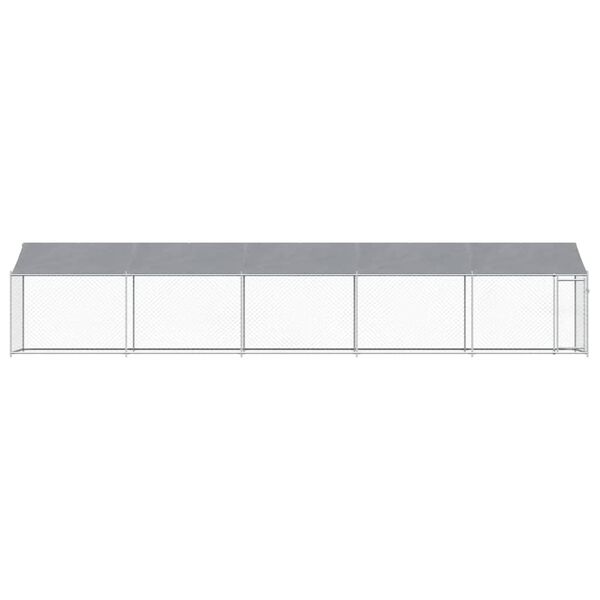 vidaXL Jaula de perros techo y puerta acero galvanizado gris 10x2x2 m