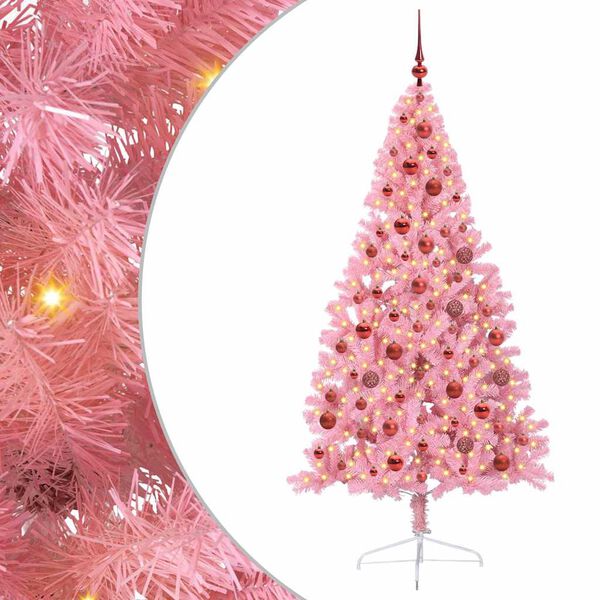 vidaXL &Aacute;rbol de Navidad Artificial Preiluminado Rosa 180 cm PVC