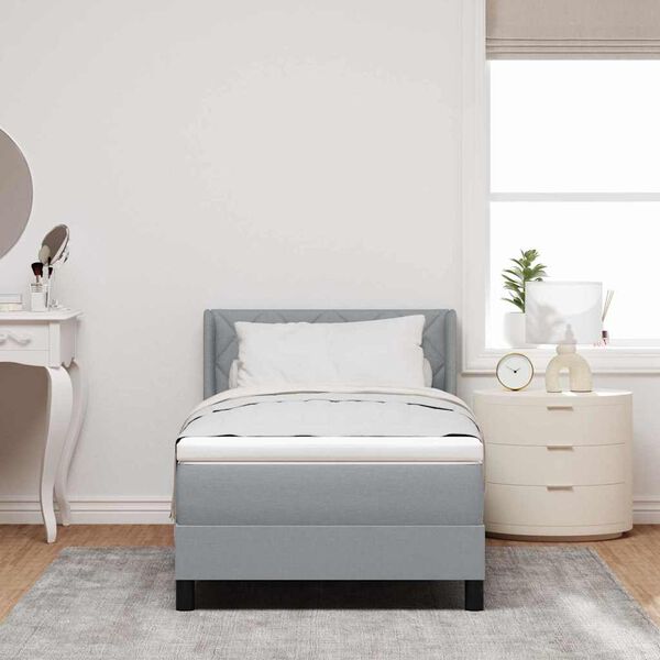 vidaXL Cama tipo Box Spring Gris Claro 200 x 100 cm Poli&eacute;ster
