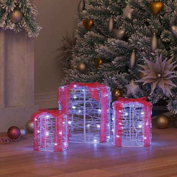 vidaXL Decoraci&oacute;n de Caja de Regalo 3 pcs fr&iacute;o 20 x 20 x 21 cm