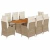 vidaXL Set comedor de jard&iacute;n 9 pzas con cojines rat&aacute;n sint&eacute;tico beige
