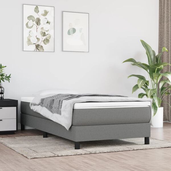 vidaXL Estructura de cama con somier tela gris oscuro 90x200 cm