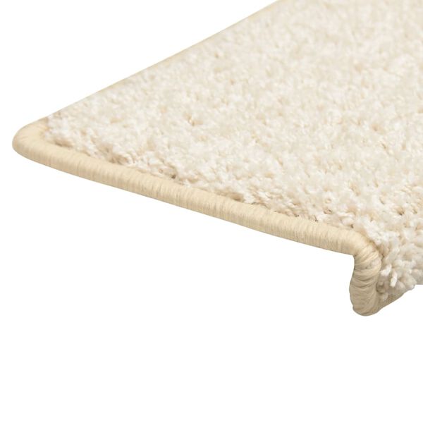 vidaXL Alfombrillas para escaleras 15 unidades 65x21x4 cm Blanco Borde Rectangular