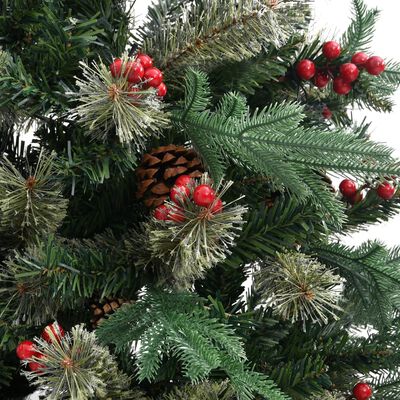 vidaXL Árbol de Navidad y piñas verde PVC y PE 225 cm