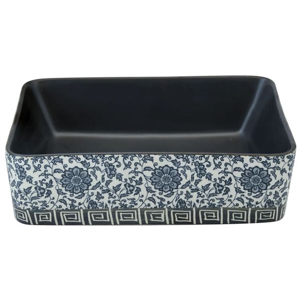 vidaXL Lavabo de encimera rectangular cer&aacute;mica negro azul 46x35,5x13cm
