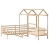 vidaXL Set de sof&aacute; cama con banco y techo madera maciza pino 90x200 cm