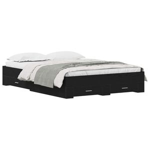 vidaXL Estructura de cama con caj&oacute;n Roble Negro 135 x 190 cm