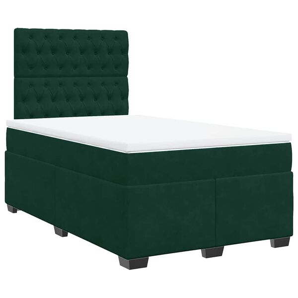 vidaXL Cama box spring con colch&oacute;n terciopelo verde oscuro 120x200 cm