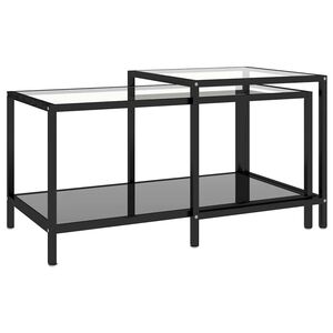 vidaXL Mesita de centro 2 piezas vidrio templado negro
