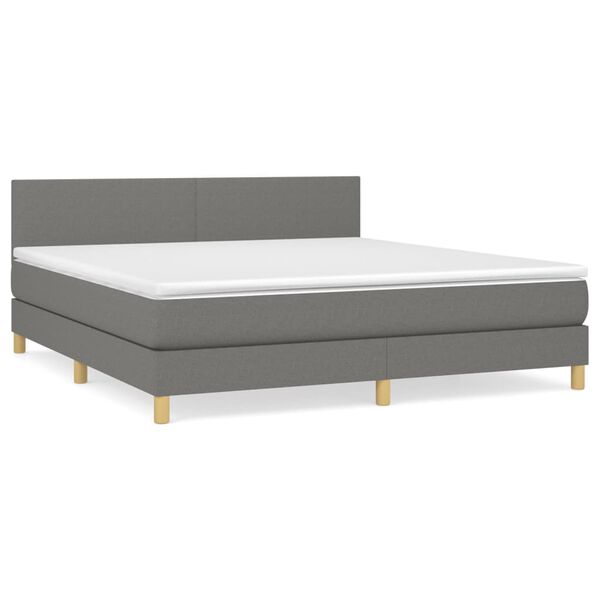 vidaXL Cama box spring con colch&oacute;n tela gris oscuro 160x200 cm