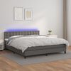 vidaXL Cama box spring colch&oacute;n y LED cuero sint&eacute;tico gris 180x200 cm