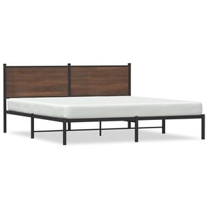 vidaXL Estructura de cama sin colch&oacute;n metal roble marr&oacute;n 183x213 cm