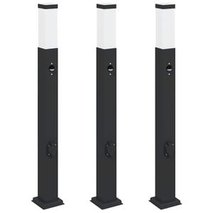 vidaXL Balizas de luz con sensor y tomacorriente, 3 unidades, 80 cm, color negro, IP44