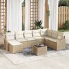vidaXL Conjunto de sof&aacute; de jard&iacute;n 8 pcs Beige y Crema rat&aacute;n sint&eacute;tico