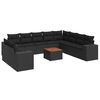 vidaXL Set de sof&aacute;s de jard&iacute;n 11 pzas y cojines rat&aacute;n sint&eacute;tico negro