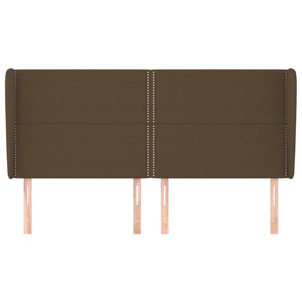vidaXL Cabecero con orejas de tela marr&oacute;n oscuro 163x23x118/128 cm