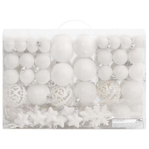 vidaXL Juego de bolas de Navidad 111 pzas poliestireno blanco