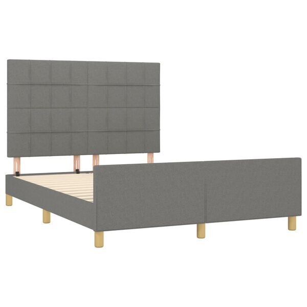 vidaXL Cama sin colch&oacute;n tela gris oscuro 140x190 cm