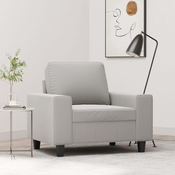 vidaXL Sillón de tela microfibra gris claro 60 cm