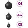 vidaXL Juego de bolas de Navidad 100 piezas negro