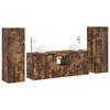 vidaXL Juego de muebles de ba&ntilde;o 5 uds. Roble Ahumado