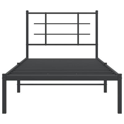 vidaXL Estructura de cama con cabecero metal negro 90x190 cm