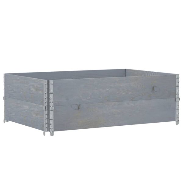 vidaXL Collares de palets 2 uds madera maciza de pino gris 120x80 cm