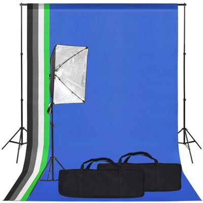 vidaXL Kit de estudio fotográfico con softbox y fondo