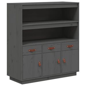 vidaXL Aparador alto madera maciza de pino gris 100x40x108,5 cm