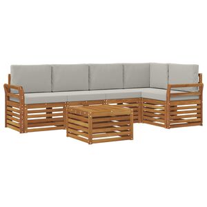 vidaXL Juegos de sof&aacute;s con coj&iacute;n 6 pcs Gris Natural y Claro