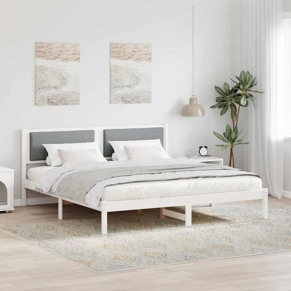 vidaXL Estructura de cama con cabecera Gris Claro 200 x 200 cm