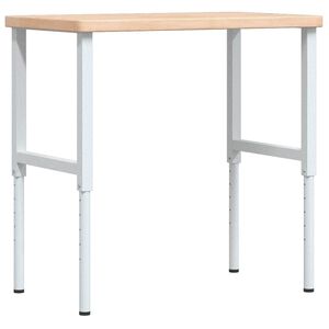 vidaXL Banco de trabajo rectangular madera maciza 100x60x(73-99,5) cm