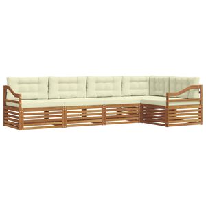 vidaXL Conjunto de sof&aacute;s de exterior con coj&iacute;n 5 pcs Natural y Crema