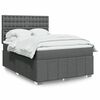 vidaXL Cama box spring con colch&oacute;n tela gris oscuro 140x200 cm